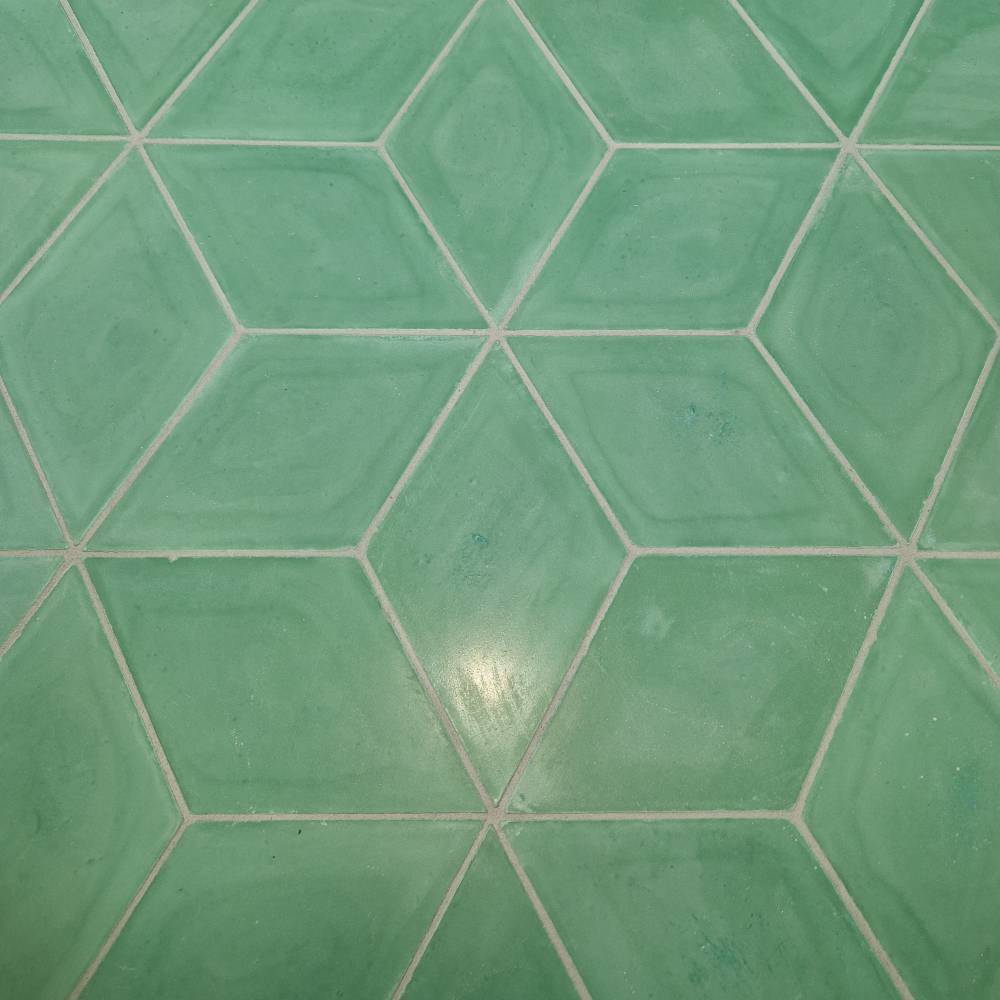 Villa Tiles, Cement tiles, Zementfliesen, Carreaux de ciment, green tiles, encaustic tiles, exclusive tiles, luxury tiles, handmade tiles, handcrafted tiles, diamond tiles, diamond shaped tiles, danish design tiles, moroccan tiles, handgjort kakel, håndlagde fliser